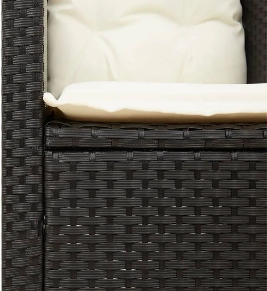 Outdoor Patio Chair with Removable Cushions Black PE Rattan Steel Frame Weather-Resistant Lounge Chair for Poolside Backyard Deck Garden Furniture (24"x26.4"x27.2")