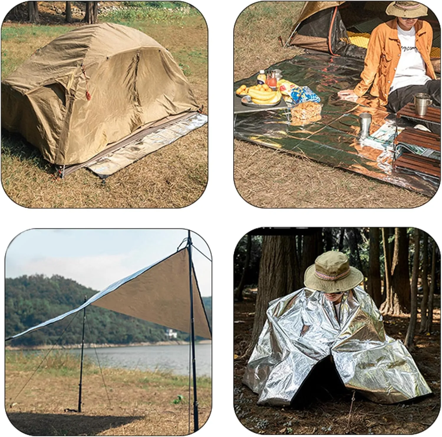 Outdoor Picnics Mat Sleep Tent Pad Aluminum Foil Foams Insulating Camping Mat Sleep Tent Pad Thermal Insulating Mat