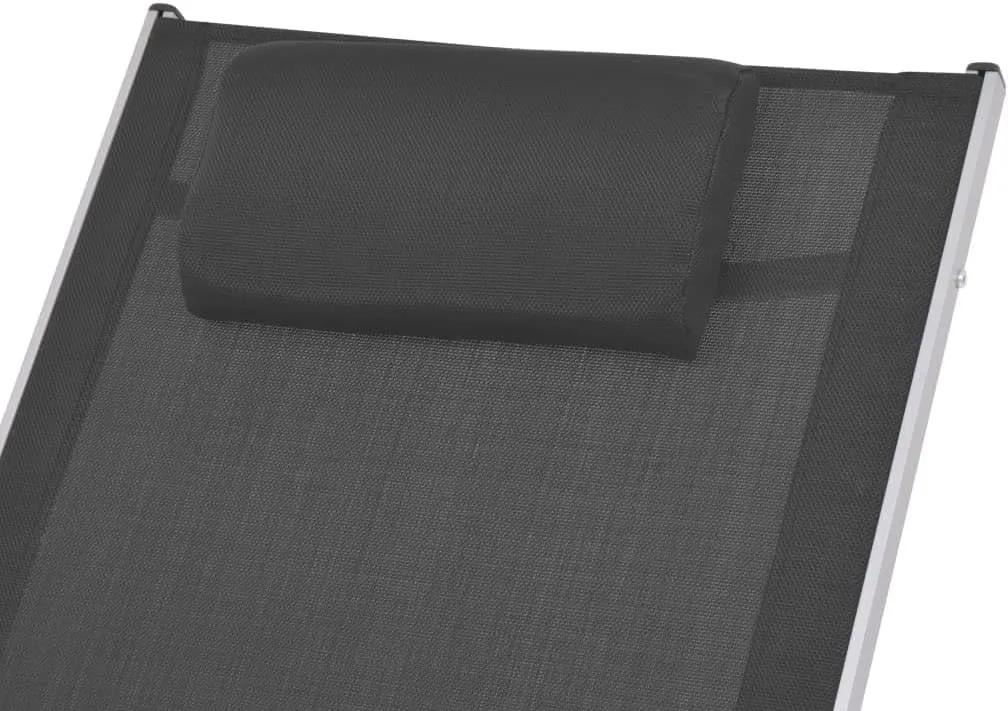 Outdoor Rocking Chair with Textilene Fabric Aluminum Frame Patio Furniture Lounge Chair Black & Gray for Garden Poolside Relaxation