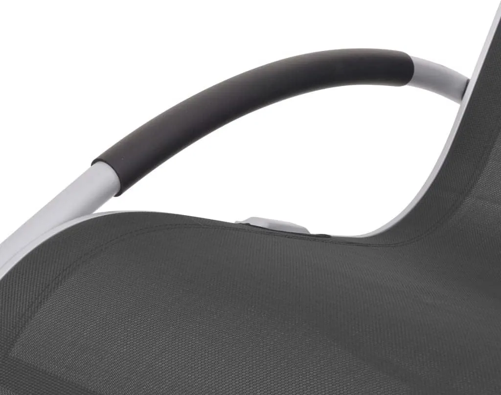 Outdoor Rocking Chair with Textilene Fabric Aluminum Frame Patio Furniture Lounge Chair Black & Gray for Garden Poolside Relaxation