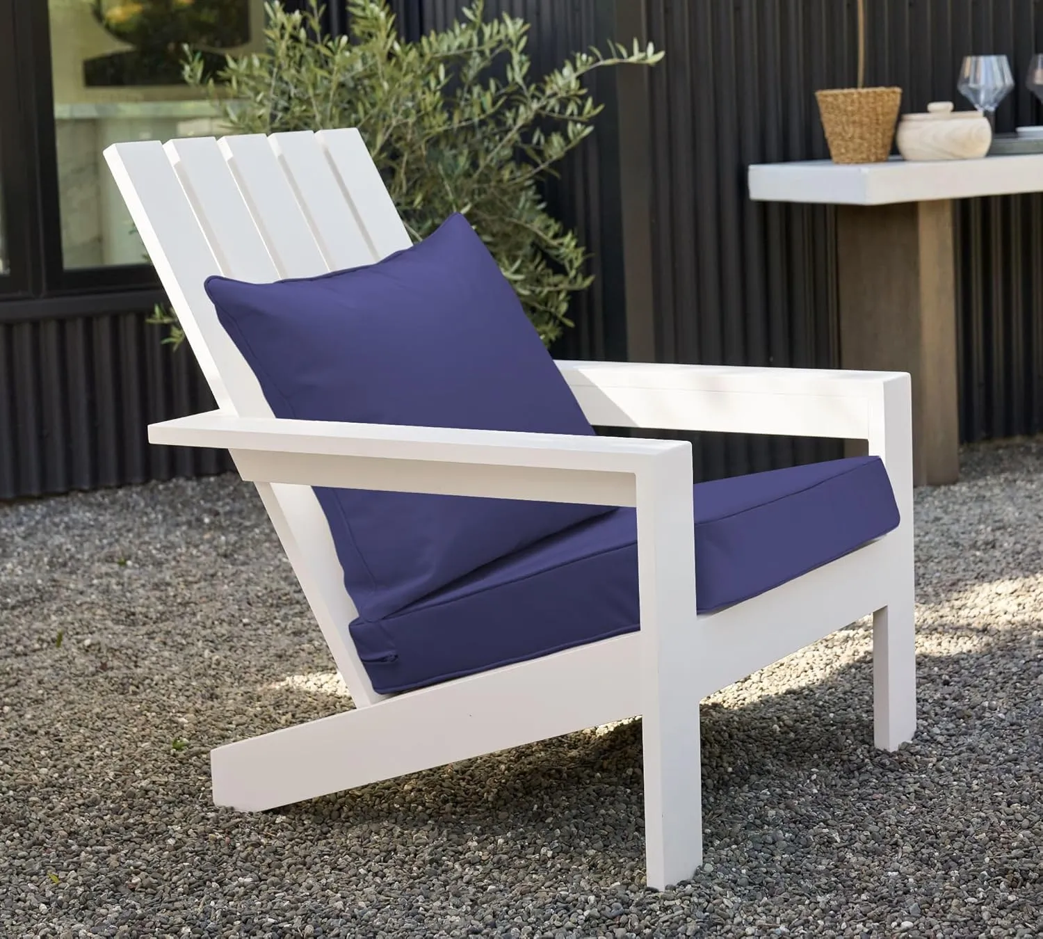 Outdoor Seat and Back Cushion Patio Deep Seat Cushion Set Seasonal Replacement Chair Cushion for Wicker Chairs and Garden Furniture Decoration, 19"x19"x3", Navy