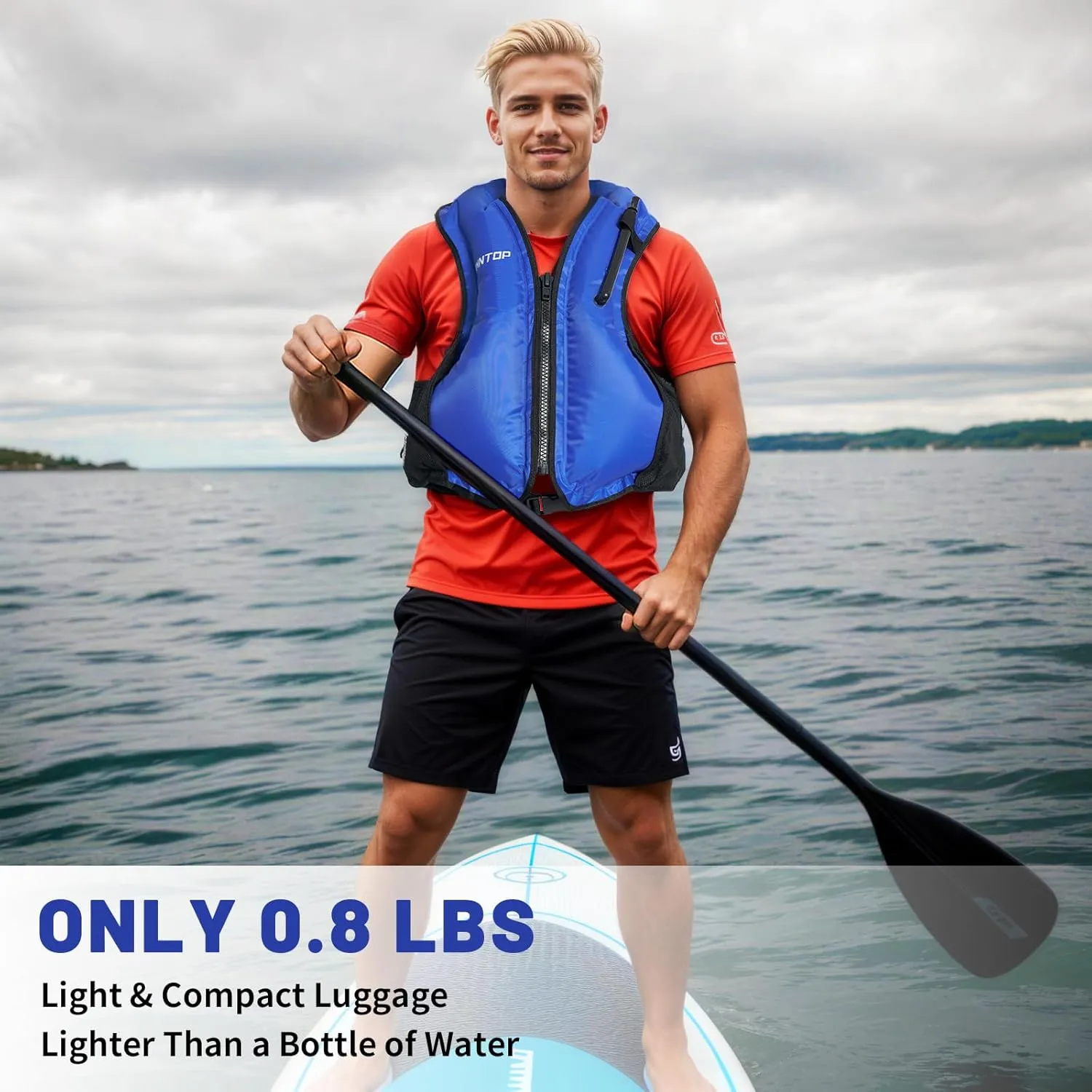 Owntop Inflatable Snorkel Vest for Adult Snorkeling Vests for Men Women Water Sport Swim Vest for Snorkeling, Kayaking, Swimming, Paddleboarding, Portable Swim Jacket with Pockets