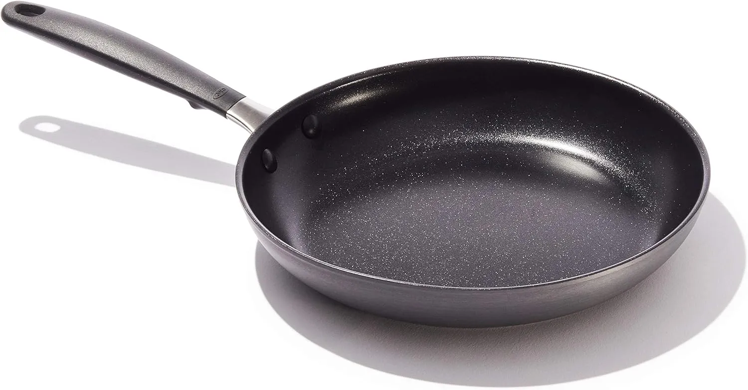 OXO Good Grips 10" Frying Pan Skillet, 3-Layered German Engineered Nonstick Coating, Stainless Steel Handle with Nonslip Silicone, Black