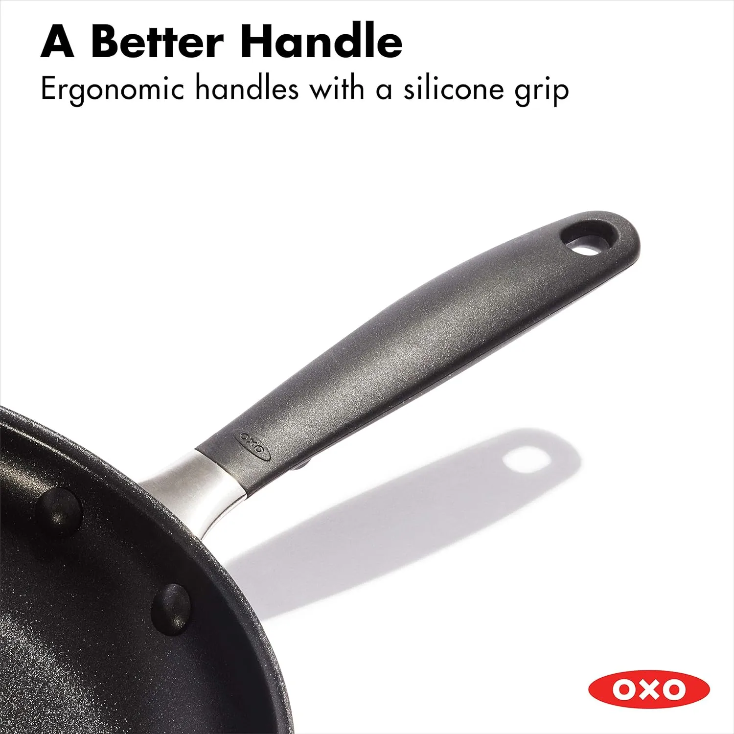 OXO Good Grips 10" Frying Pan Skillet, 3-Layered German Engineered Nonstick Coating, Stainless Steel Handle with Nonslip Silicone, Black