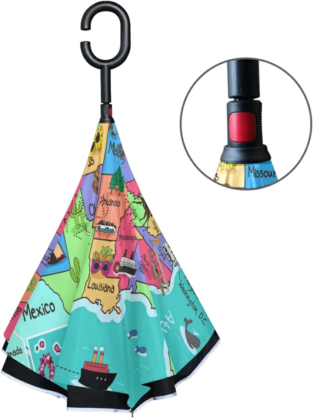Oyihfvs Double Layer Inverted Umbrella, With C-Shaped Handle Windproof UV Proof Durable Parasol, For Men Women Outdoor Folding Rain Sun