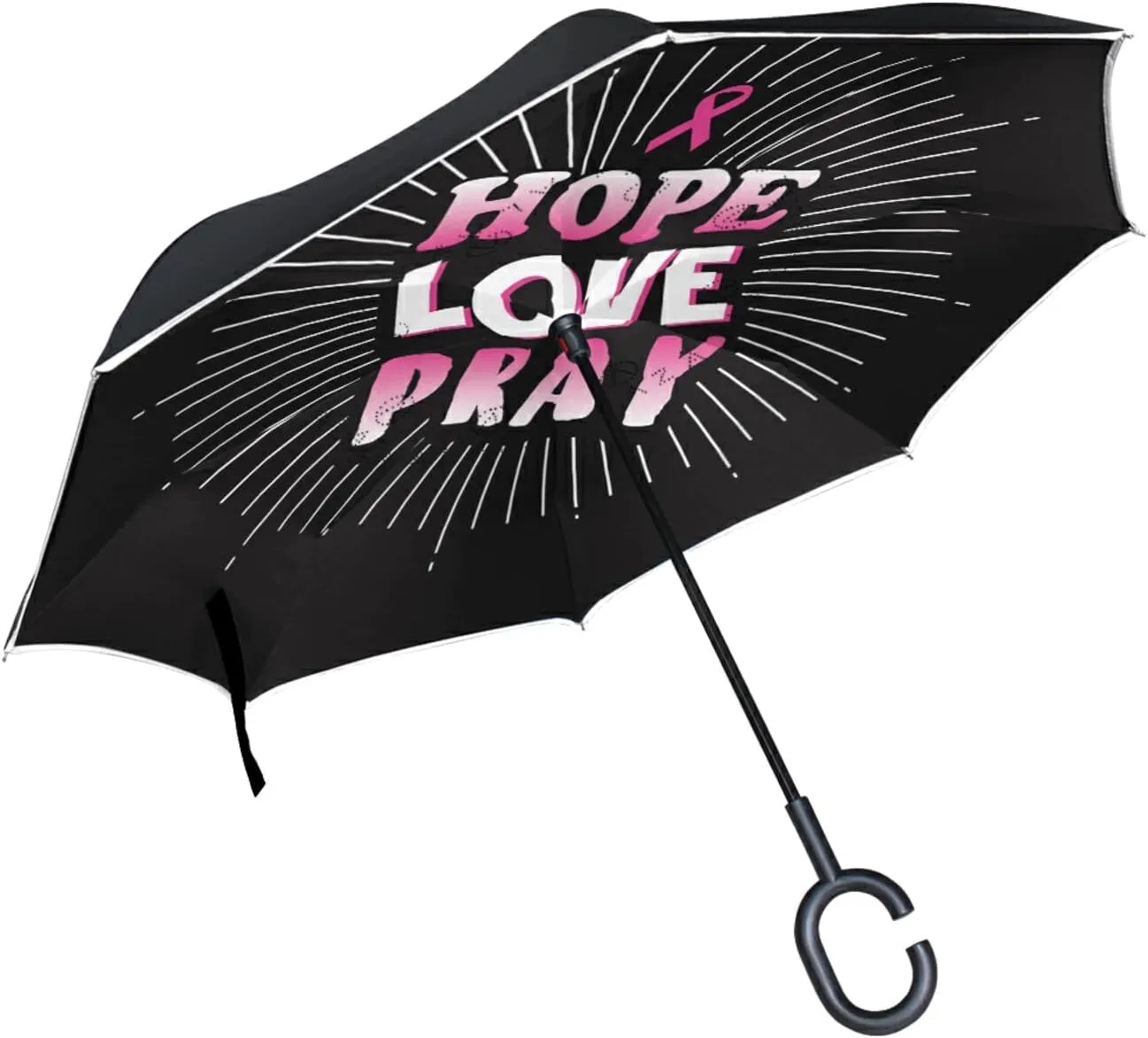 Oyihfvs Double Layer Inverted Umbrella, With C-Shaped Handle Windproof UV Proof Durable Parasol, For Men Women Outdoor Folding Rain Sun