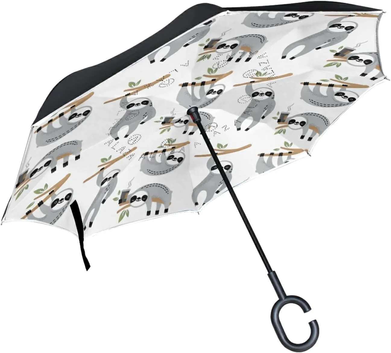 Oyihfvs Double Layer Inverted Umbrella, With C-Shaped Handle Windproof UV Proof Durable Parasol, For Men Women Outdoor Folding Rain Sun