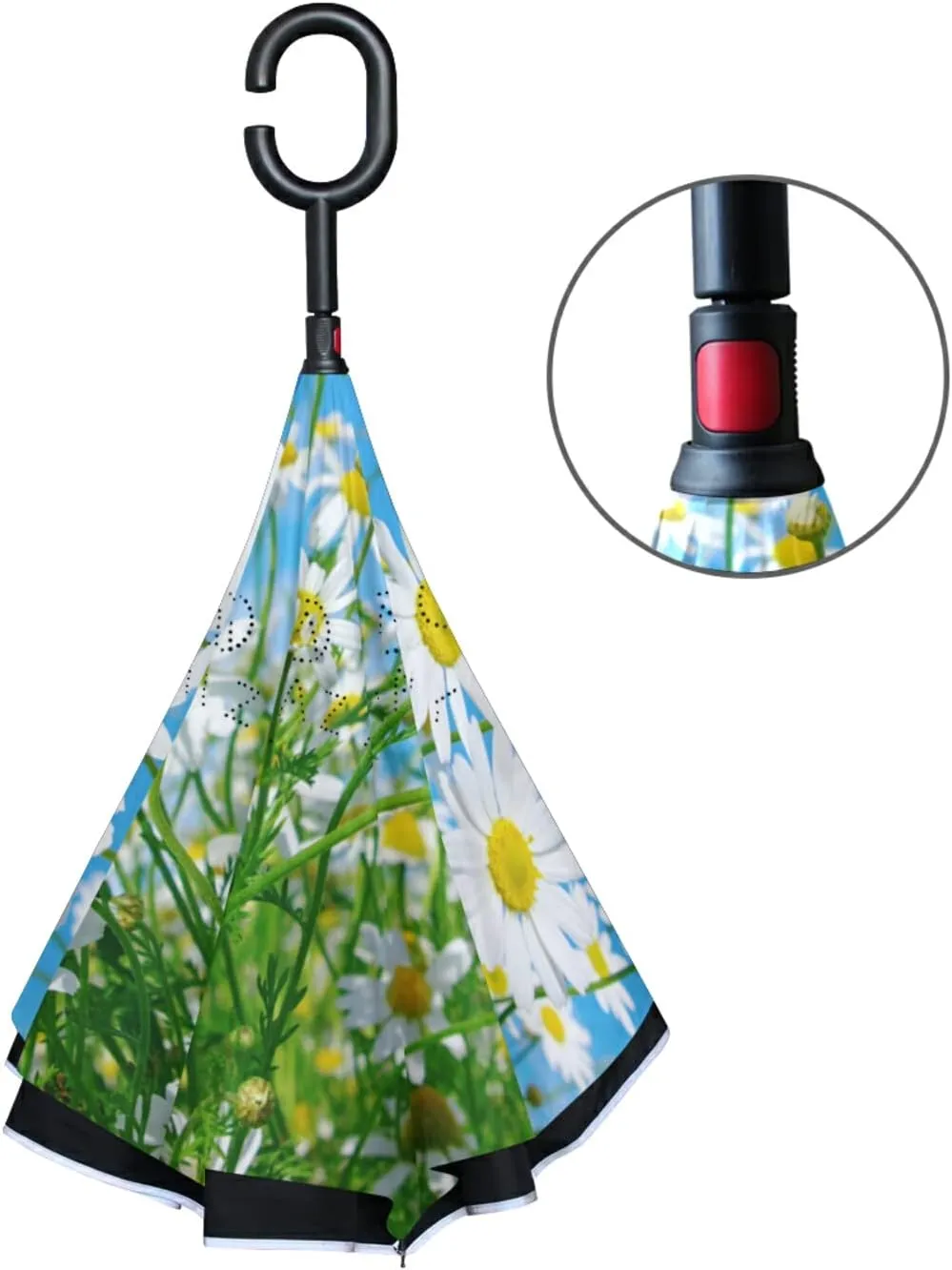 Oyihfvs Double Layer Inverted Umbrella, With C-Shaped Handle Windproof UV Proof Durable Parasol, For Men Women Outdoor Folding Rain Sun