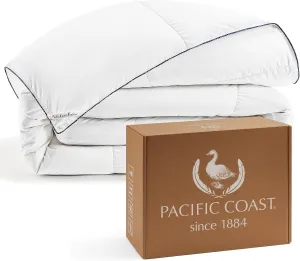 PACIFIC COAST Goose Feather Down Fiber Comforters Queen Size, Extra Fluffy White Duvet Insert, Ultra-Soft, Breathable, All Season Hotel Luxury Bedding Comforters, 8 Corner & Center Loops (90"x90")