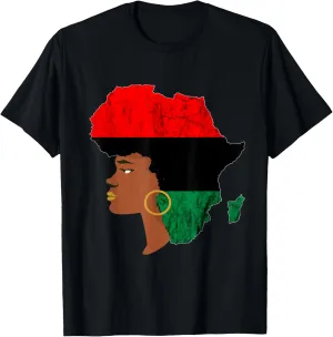 Pan African UNIA Flag Afro-American Woman Black History T-Shirt
