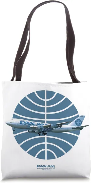 Pan Am Plane Over 1950s Logo Tote Bag