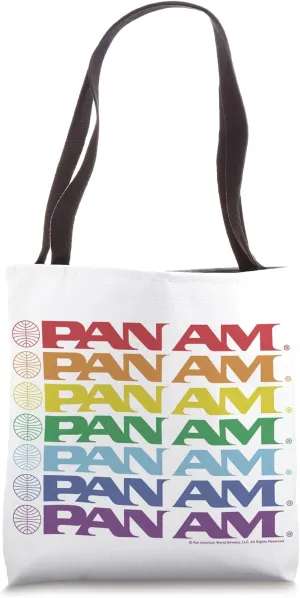 Pan Am Text Logo Rainbow Cascade Pride Tote Bag