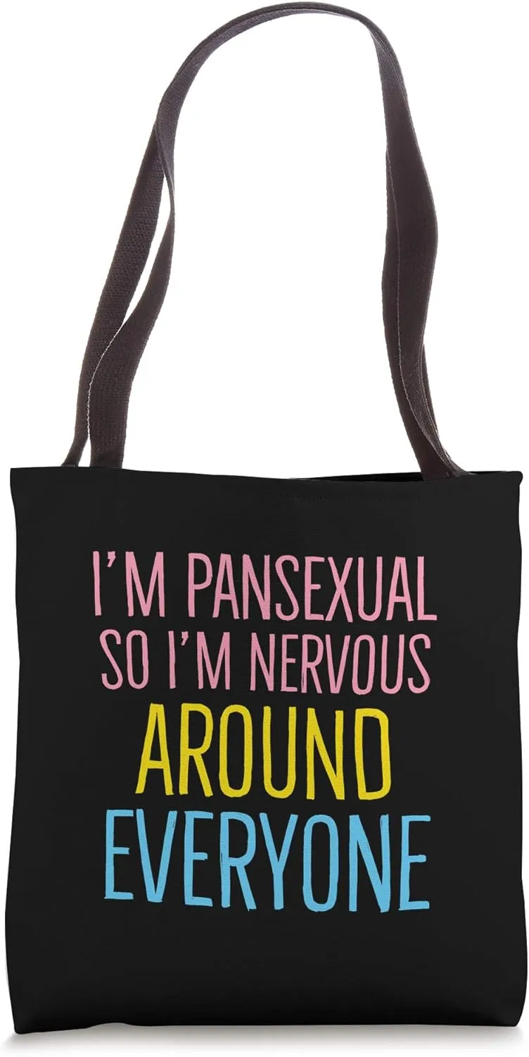 Pansexual Nervous Around Everyone LGBTQIA Pan Pride Flag Tote Bag