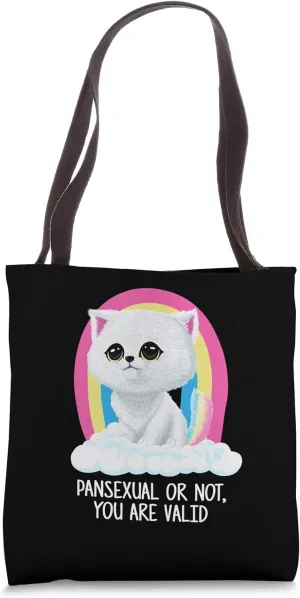 Pansexual or Not You Are Valid Pan LGBTQ Nonbinary Pride Tote Bag