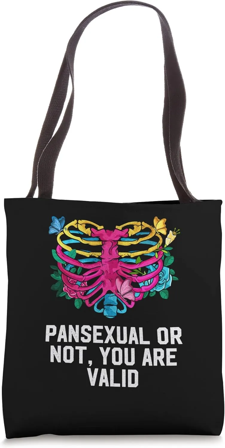 Pansexual or Not You Are Valid Pan LGBTQ Nonbinary Pride Tote Bag