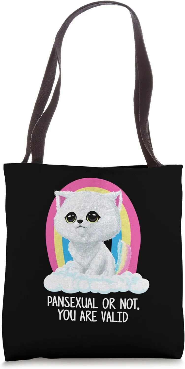Pansexual or Not You Are Valid Pan LGBTQ Nonbinary Pride Tote Bag