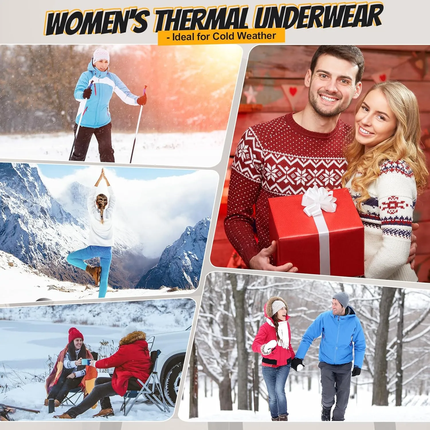 Patelai 2 Sets Thermal Underwear for Women Lightweight Compression Base Layer Set Ultra fit Pajama Set