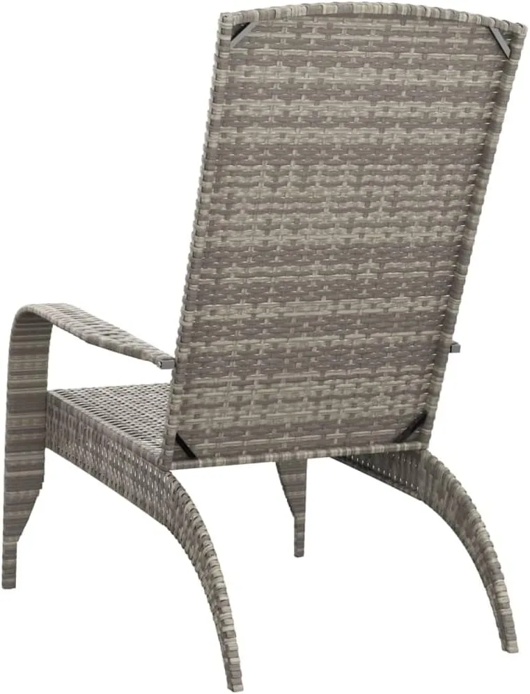 Patio Adirondack Chair Gray Poly Rattan Outdoor Lounge Furniture with Steel Frame for Poolside Beach Porch - Durable Weather-Resistant Deep Seat Design