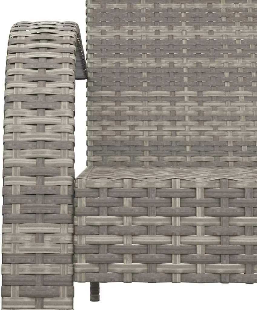 Patio Adirondack Chair Gray Poly Rattan Outdoor Lounge Furniture with Steel Frame for Poolside Beach Porch - Durable Weather-Resistant Deep Seat Design