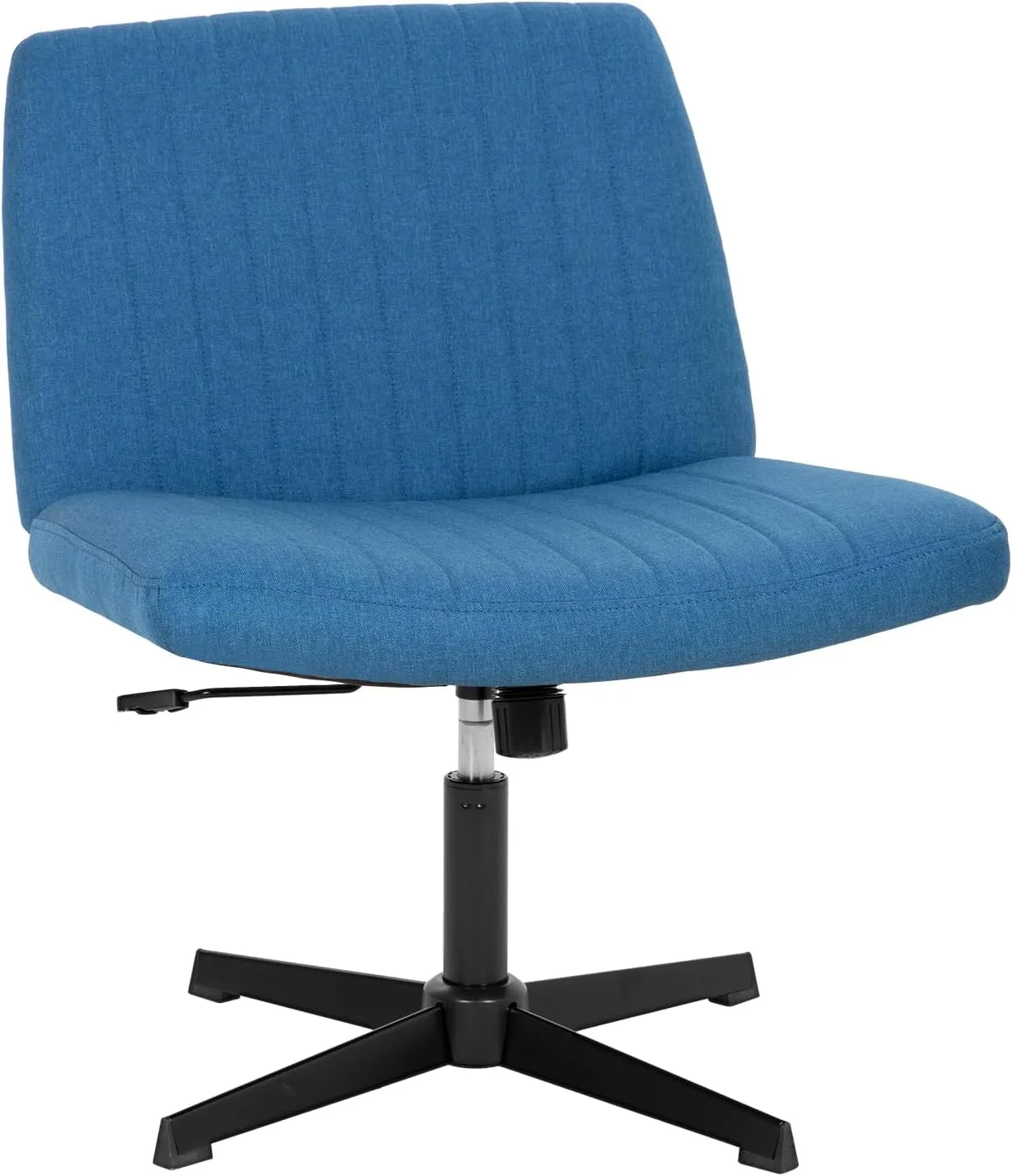 PayLessHere Criss Cross Chair Armless Office Chair No Wheels Modern Swivel Height Adjustable Ergonomic Desk Chair with Wide Seat Computer Task Vanity Chair for Home Office,Blue