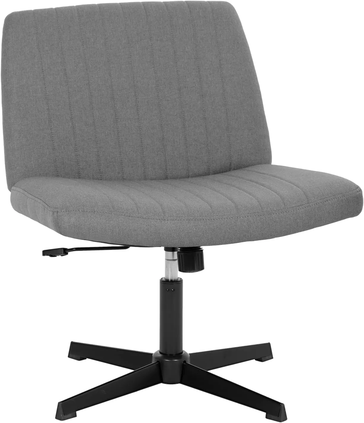 PayLessHere Criss Cross Chair Armless Office Chair No Wheels Modern Swivel Height Adjustable Ergonomic Desk Chair with Wide Seat Computer Task Vanity Chair for Home Office,Grey