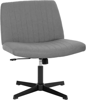 PayLessHere Criss Cross Chair Armless Office Chair No Wheels Modern Swivel Height Adjustable Ergonomic Desk Chair with Wide Seat Computer Task Vanity Chair for Home Office,Grey