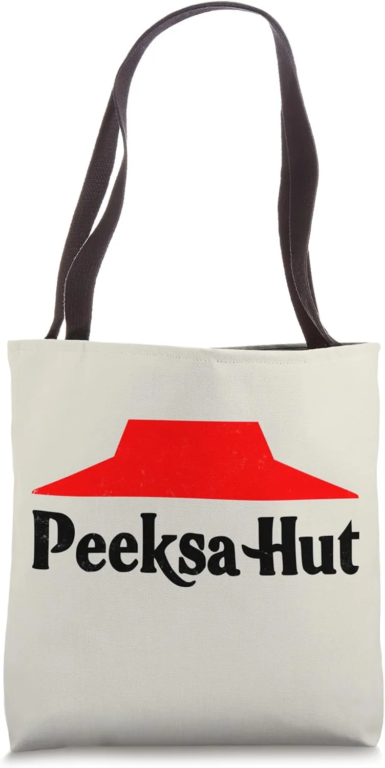 Peeksa Hut Retro Logo Fast Food Cute Dumb Doodle Tote Bag
