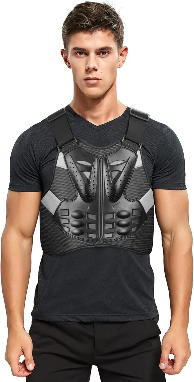 PELLOR Motorcycle Armor Vest Chest Back, Motocross Body Guard Vest Skiing Riding Skating Anti-Fall Vest Protective Gear