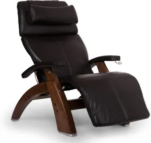 Perfect Chair Human Touch PC-420 Classic Manual Plus Series 2 Walnut Wood Base Zero-Gravity Recliner - Espresso Premium Leather