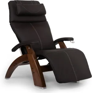 Perfect Chair Human Touch PC-420 Classic Manual Plus with Memory Foam Plus Kit Walnut Wood Base Zero-Gravity Recliner - Espresso Top Grain Leather