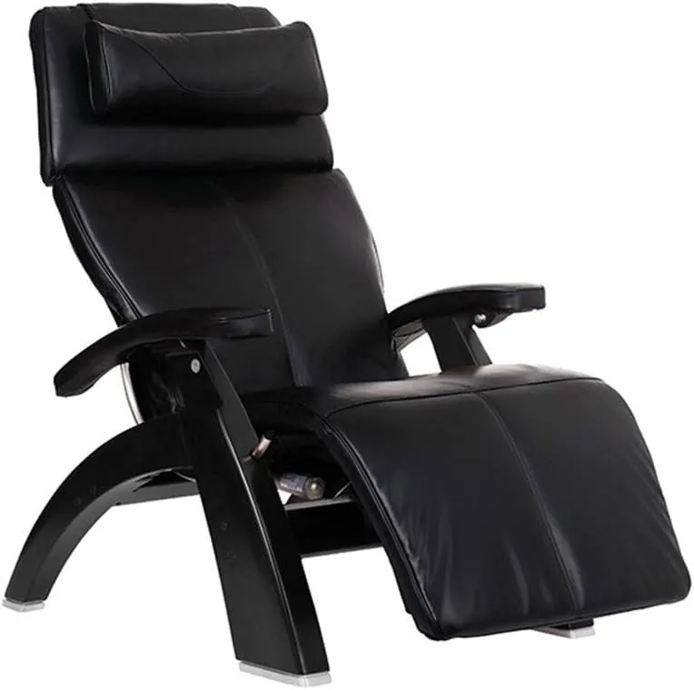 Perfect Chair Human Touch PC-600 Omni Motion Silhouette Series 2 Power Recline Matte Black Wood Base Zero-Gravity Recliner - Black Premium Leather