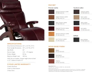 Perfect Chair Human Touch PC-610 Omni-Motion Power Walnut Zero-Gravity Recliner   Jade Heat Therapy Kit - Ivory Premium Leather