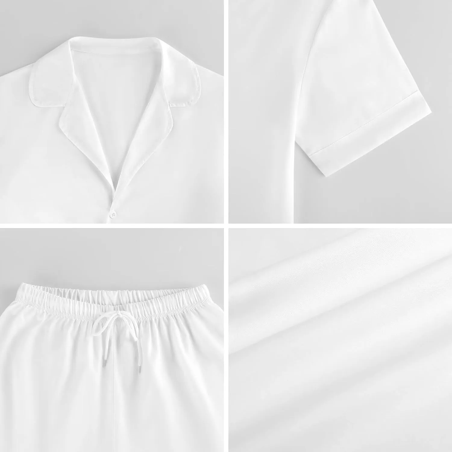 Pigeon Daddy Women's Satin Pajama Set Short Sleeve Button Down Sleepwear Loungewear Pj Set