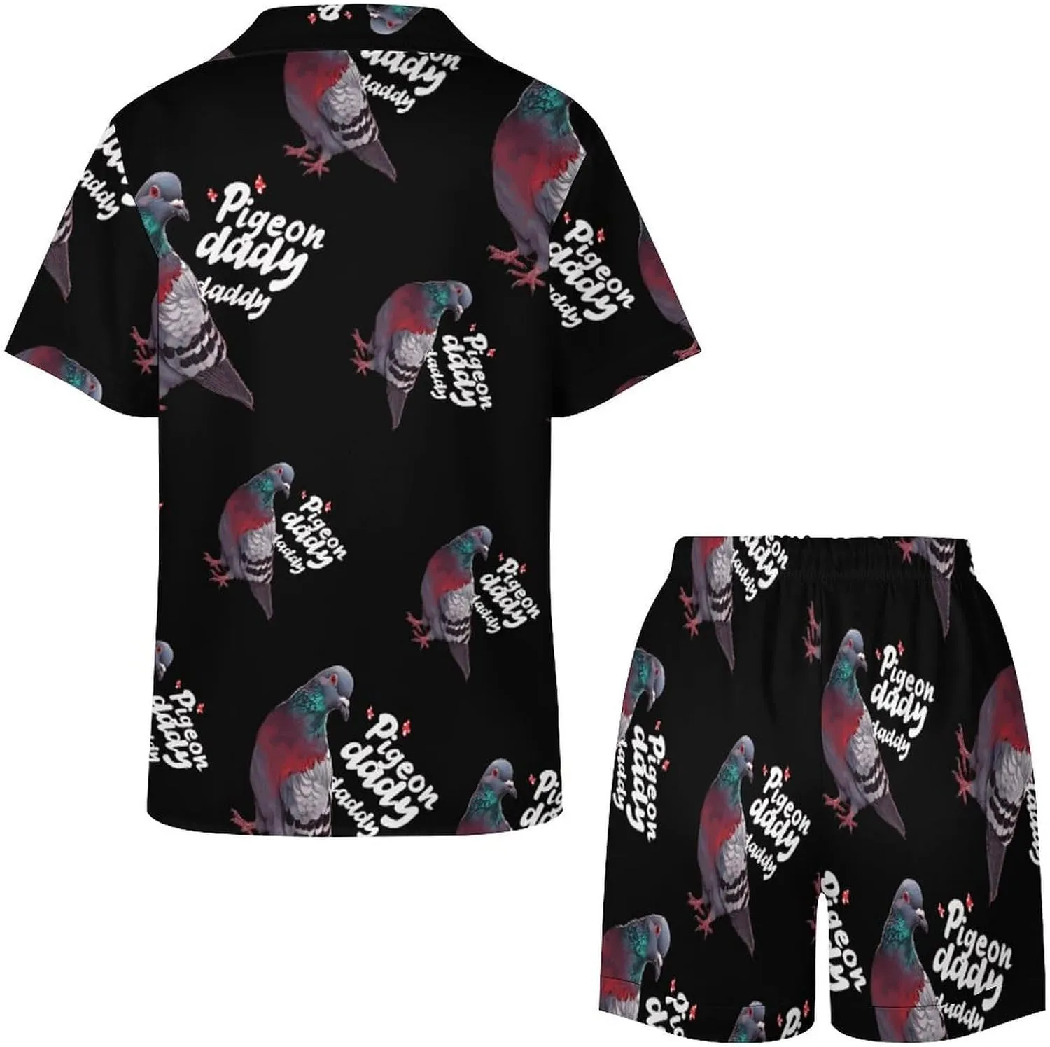 Pigeon Daddy Women's Satin Pajama Set Short Sleeve Button Down Sleepwear Loungewear Pj Set