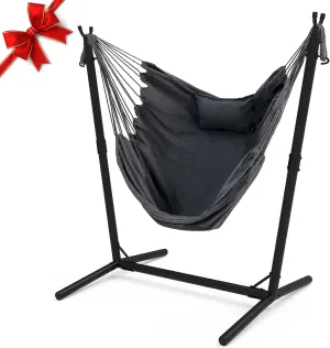 Pillow Hammock Chair with Stand to Protect The Cervical Spine. Adjustable Hammock Chair Stand, Suitable for Indoor and Outdoor Porch Swing Chair with Stand