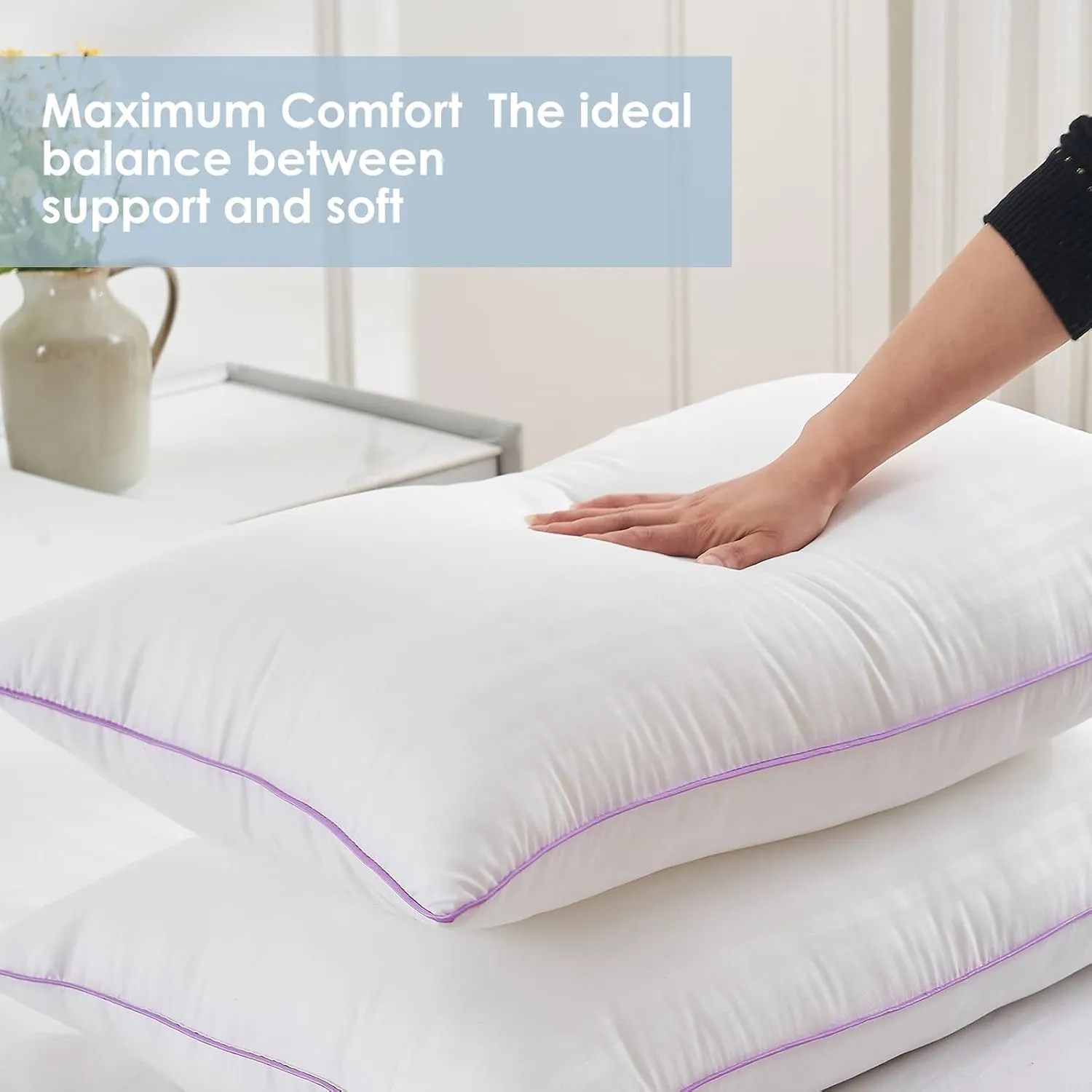 Pillows King Size Set of 2,Breathable Hotel Collection Bed Pillows for Sleeping Medium Firm Down Alternative Microfiber Filled,20 x 36 Inches