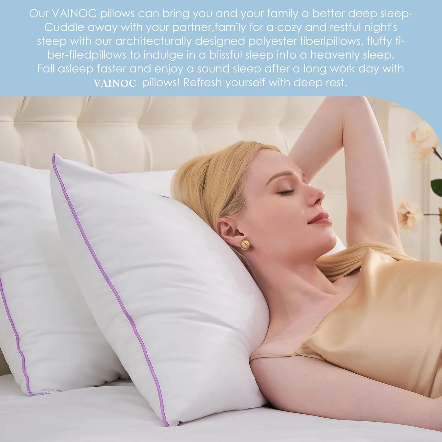 Pillows King Size Set of 2,Breathable Hotel Collection Bed Pillows for Sleeping Medium Firm Down Alternative Microfiber Filled,20 x 36 Inches