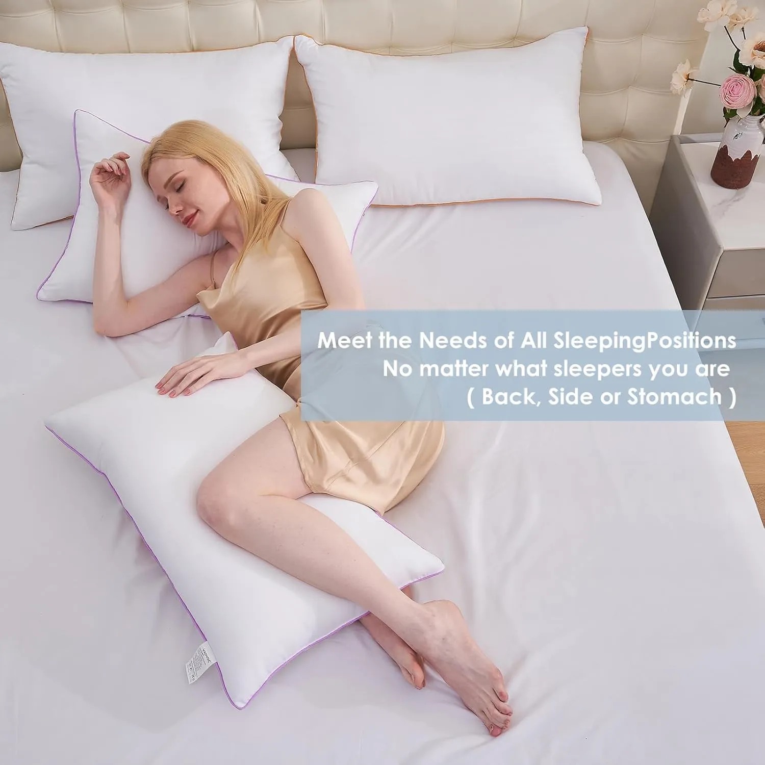 Pillows King Size Set of 2,Breathable Hotel Collection Bed Pillows for Sleeping Medium Firm Down Alternative Microfiber Filled,20 x 36 Inches
