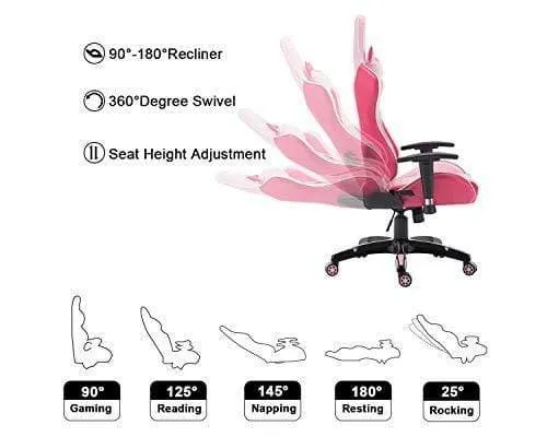 Pink Racing Computer Desk Gaming Chair
