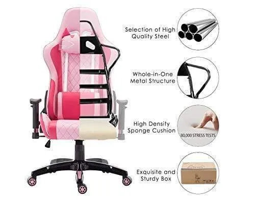 Pink Racing Computer Desk Gaming Chair