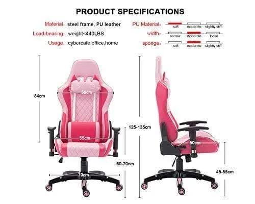 Pink Racing Computer Desk Gaming Chair