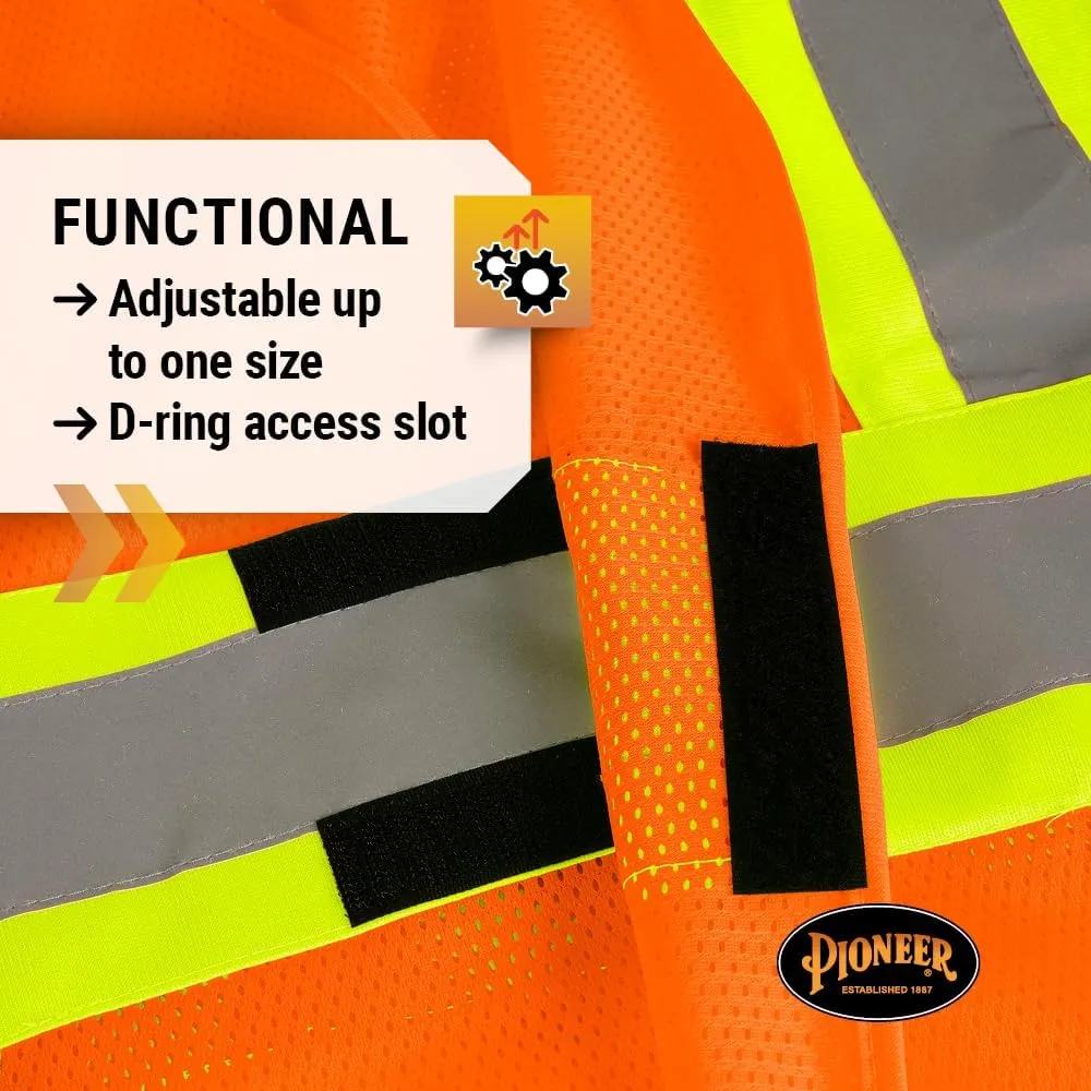 Pioneer Hi Vis Flame Resistant Vest For Men and Women - Self-Extinguishing FR Mesh - Reflective Tape - Class 2