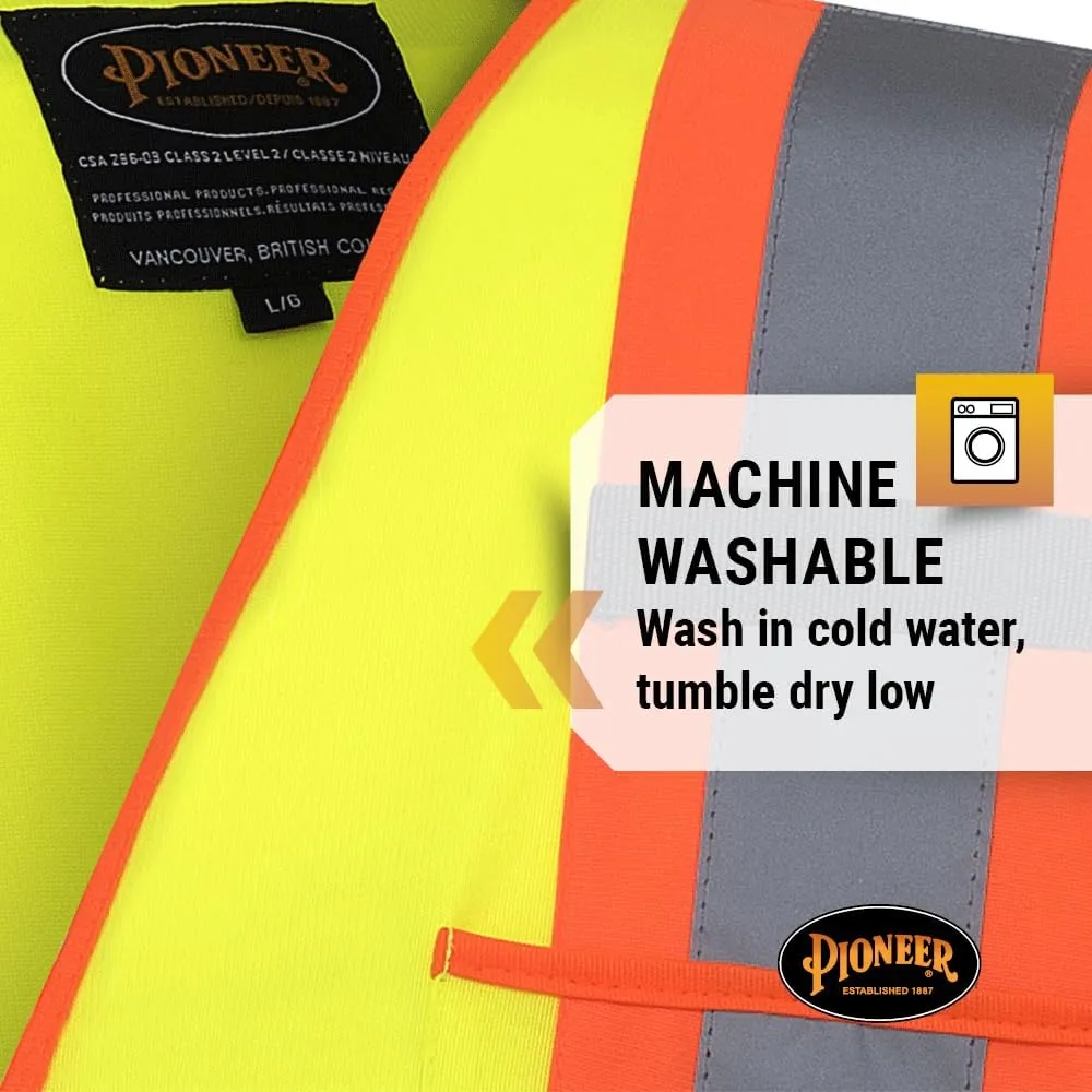 Pioneer Hi Vis Sleeved Safety Vest For Men & Women - Breathable Tricot - Reflective Tape - Pockets - Class 3