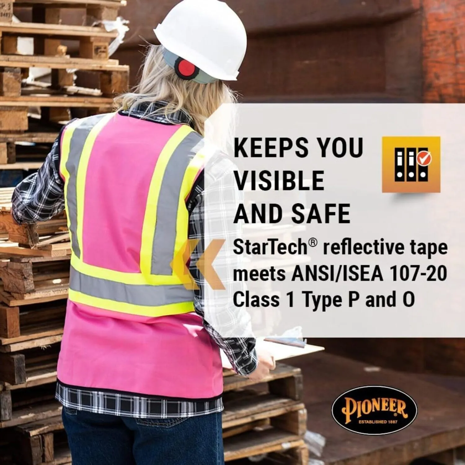 Pioneer Safety Vest for Women With Pockets - Hi-Vis Reflective Tape - For Construction