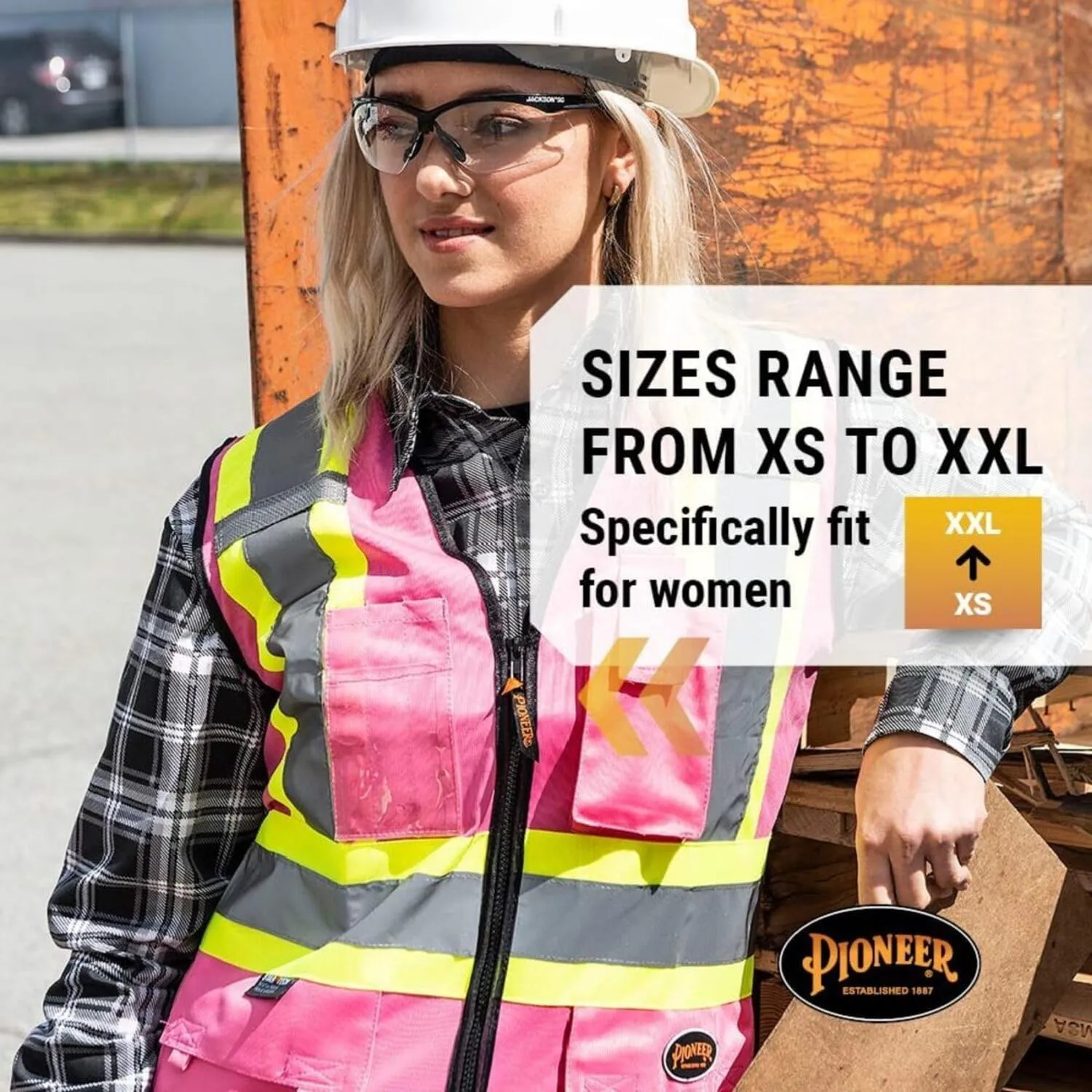 Pioneer Safety Vest for Women With Pockets - Hi-Vis Reflective Tape - For Construction