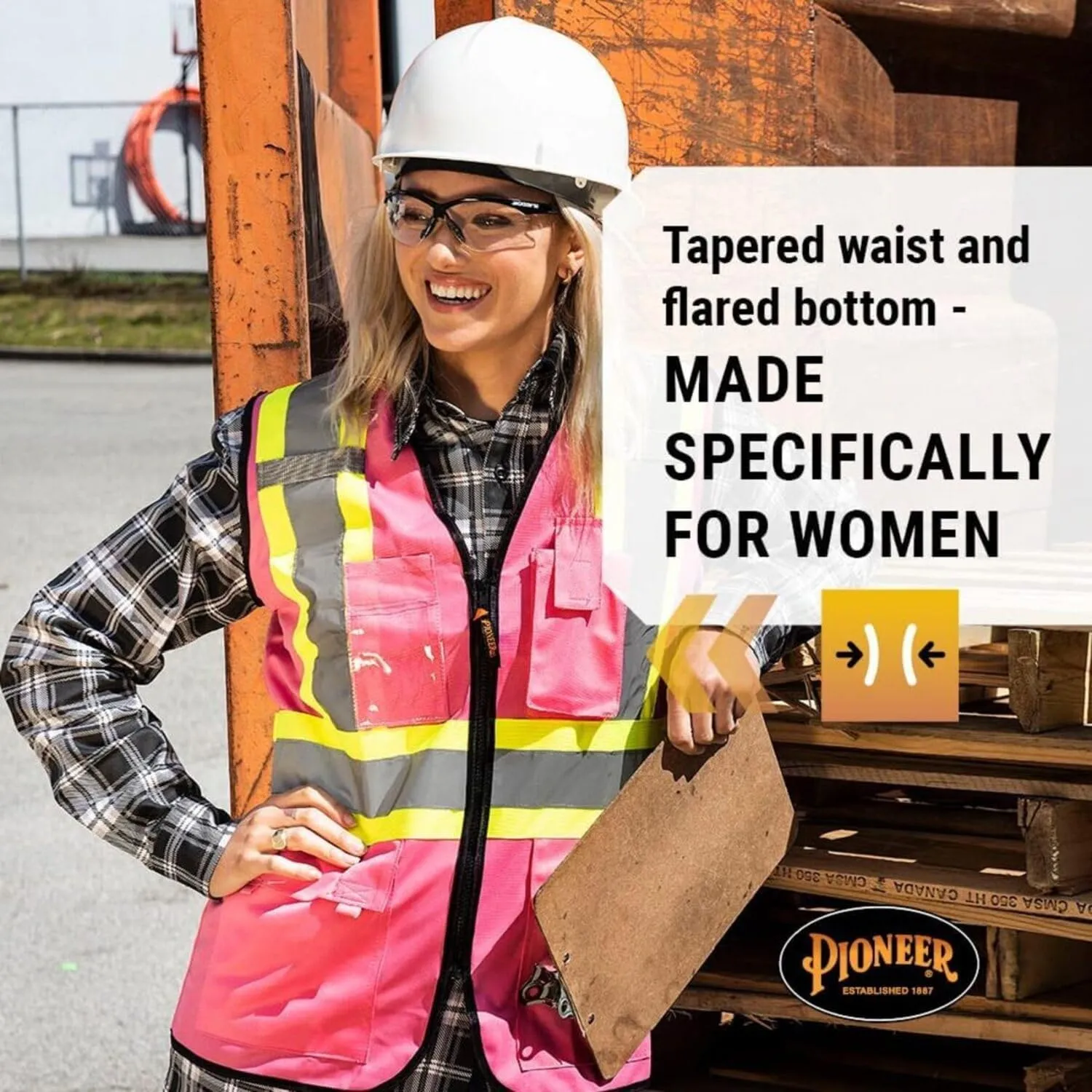 Pioneer Safety Vest for Women With Pockets - Hi-Vis Reflective Tape - For Construction