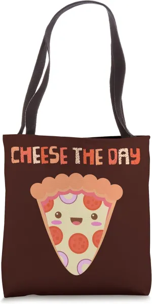 Pizza Lover Cheese The Day Funny Pepperoni Slice Dough Crust Tote Bag