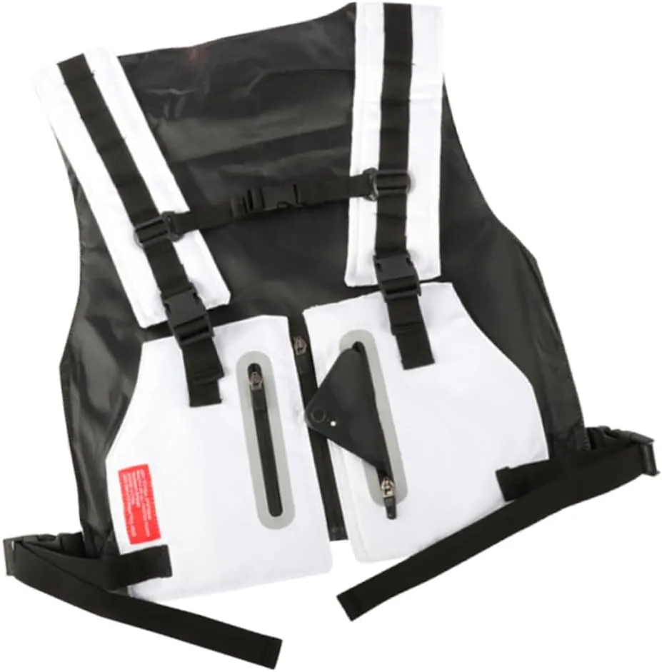 POPETPOP Highly Visible Reflective Fitness Vest for Men Running and Cycling Training Vest Multi Pocket Outdoor White