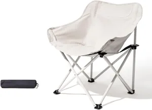 Portable Camp Chairs for Adults, Sturdy and Durable Camp Chairwith Carry Bag, Lightweight Camping Chairs for Beach Garden, Terrace (Color : White)