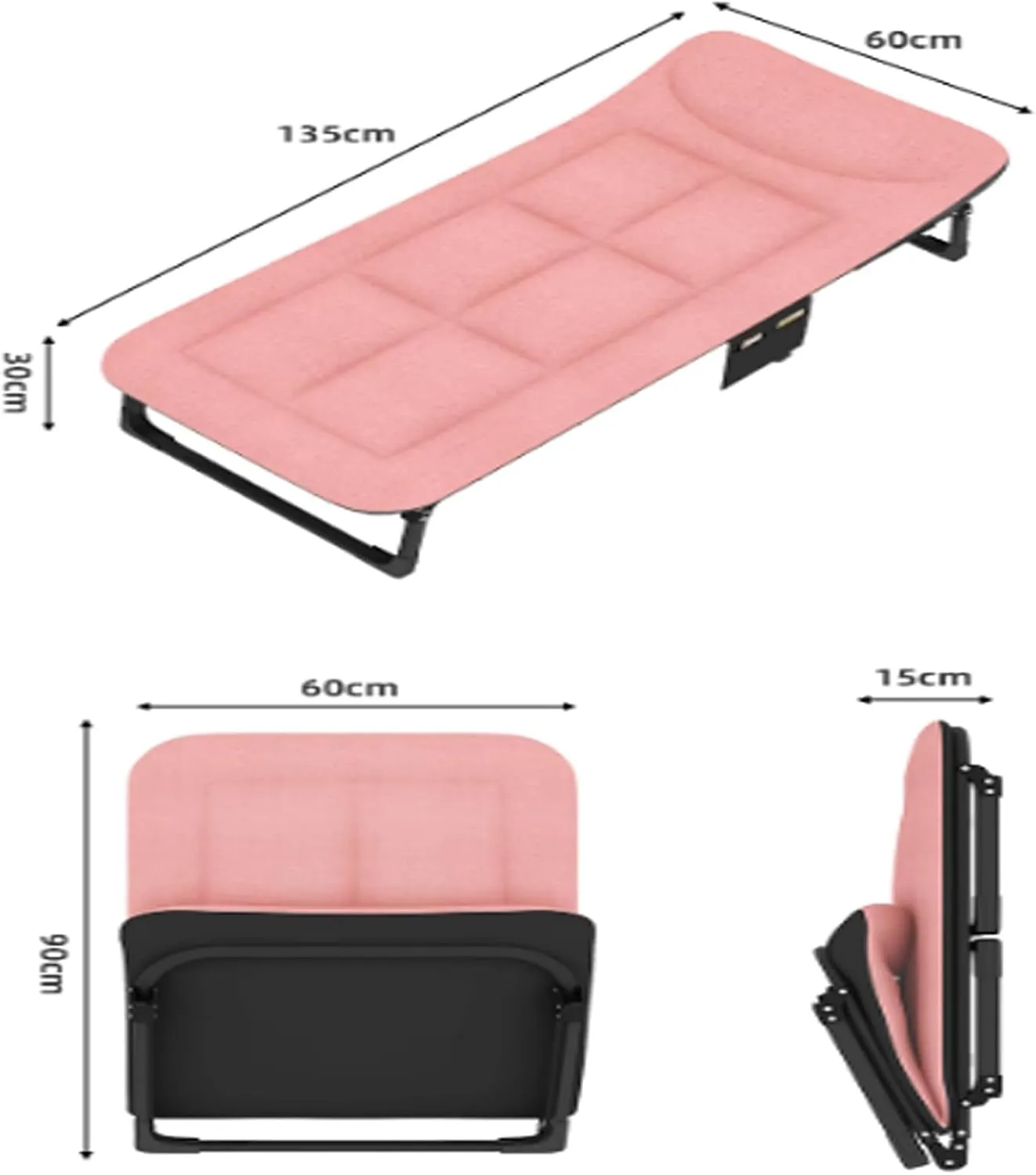 Portable Folding Cot 6 Adjustable Positions, Guest Bed with Pillow Fold Out Camping Bed with Mattress Heavy Duty Cots for Outdoor Travel Office Home Nap(Multi-Colored)